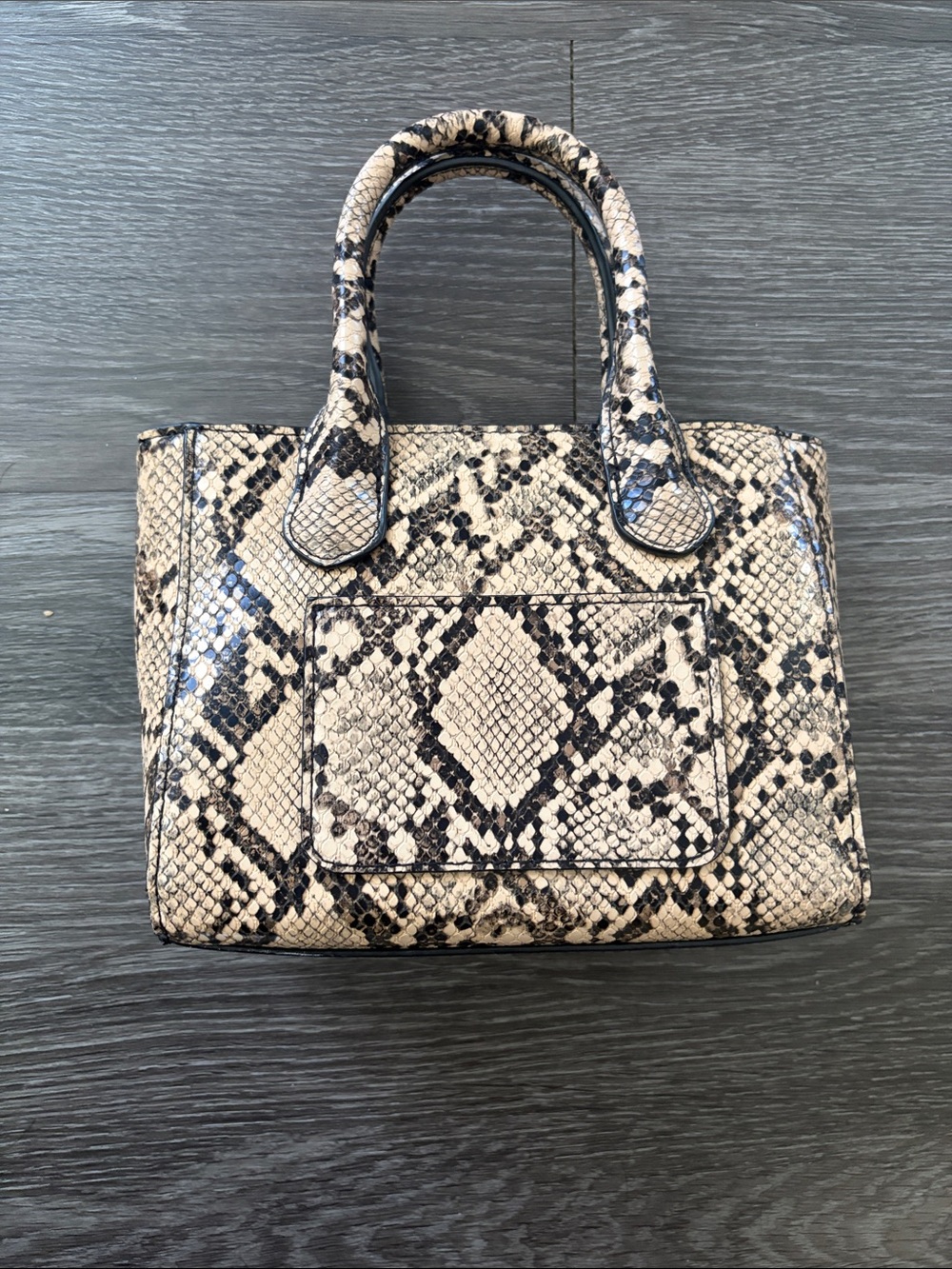 a new day Snake-Print Satchel in Black and Cream